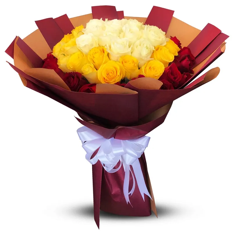 Композиция из 51 розы светлый микс